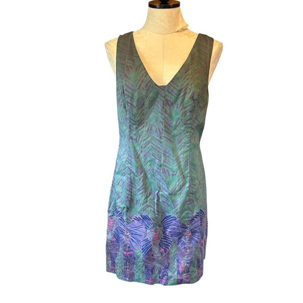Lilly Pulitzer Tribal African Print‎ Elephant Sleeveless Palm Dress Cotton Zip 8
